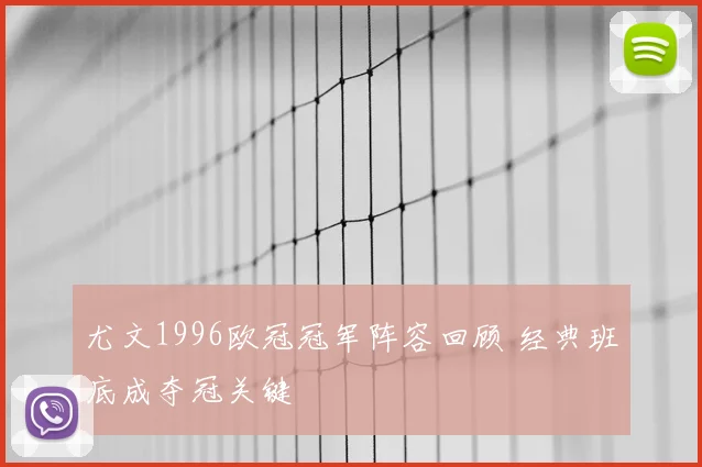 尤文1996欧冠冠军阵容回顾 经典班底成夺冠关键